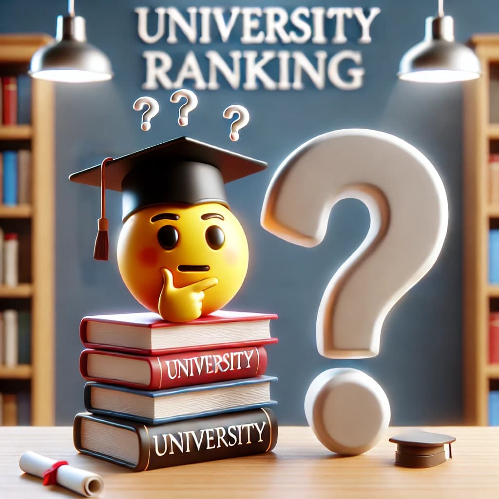 University rankings concept with a student contemplating options